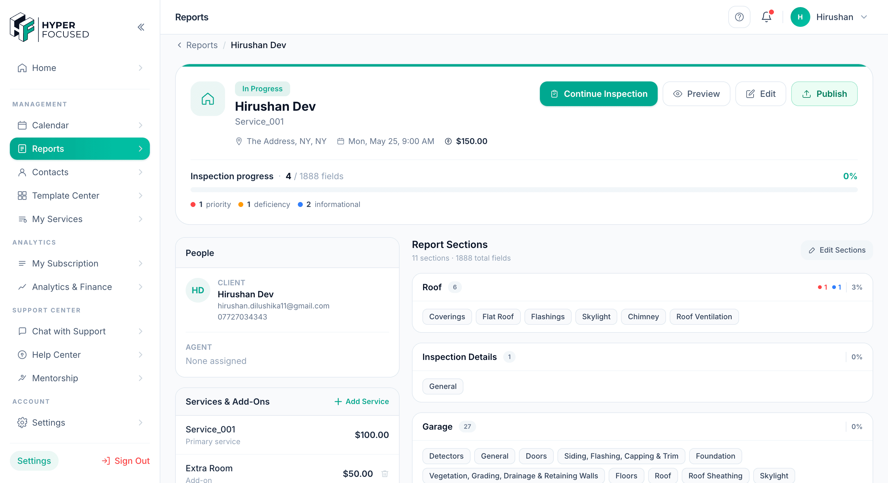 HyperFocus inspection report builder